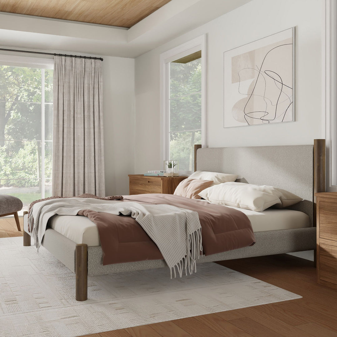 Miran Platform Bed in Mushroom & Walnut - Restezzzy Mattresses Inc.