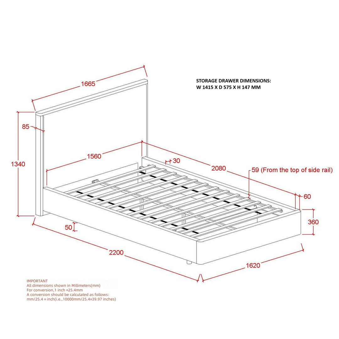 Vander Platform Bed with Drawer in Oat - Restezzzy Mattresses Inc.