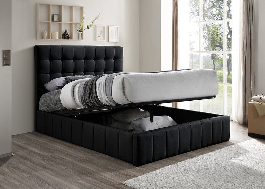 Aurora Hydraulic Bed: Black/Beige