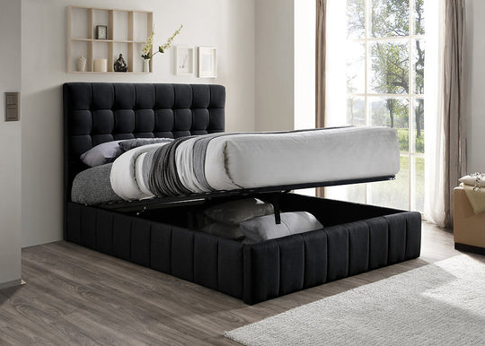 Aurora Hydraulic Bed: Black/Beige
