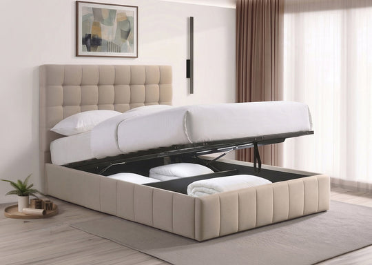 Aurora Hydraulic Bed: Black/Beige