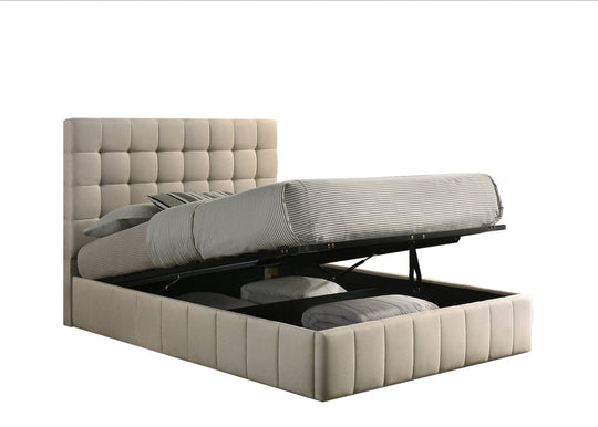 Aurora Hydraulic Bed: Black/Beige