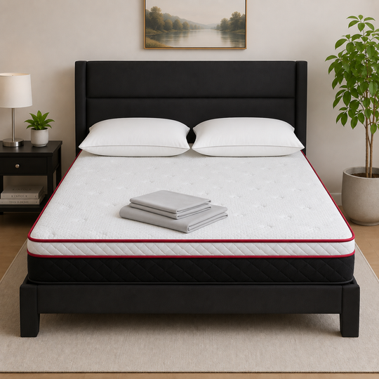 Queen Bruce Pocket Coil Medium Plush-Rolled Mattress And B21 With Accesories