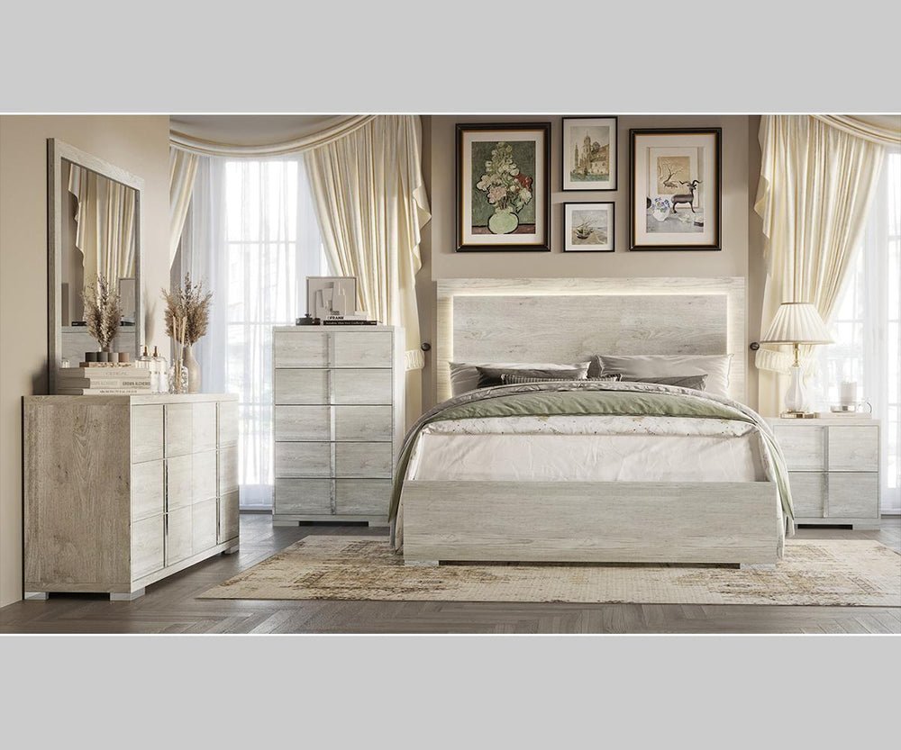 Rayia Queen Bed-Grey/White