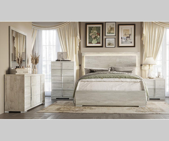 Rayia Queen Bed-Grey/White