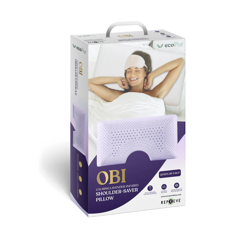 OBI LAVENDER Shoulder-Saver ecoPUR Memory Foam Pillow - Restezzzy Mattresses Inc.